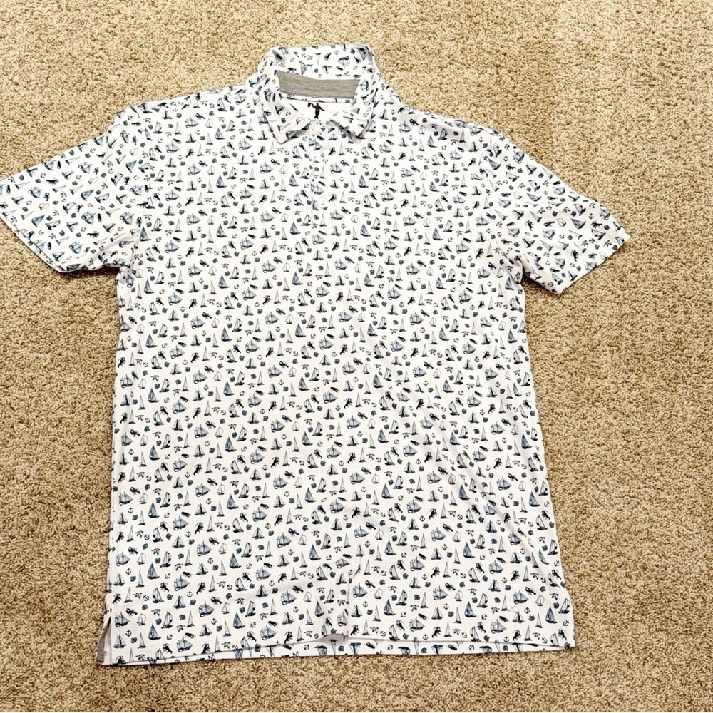 AndersonOrd Performance Polo Shirt Small Nautical Print Golf Top